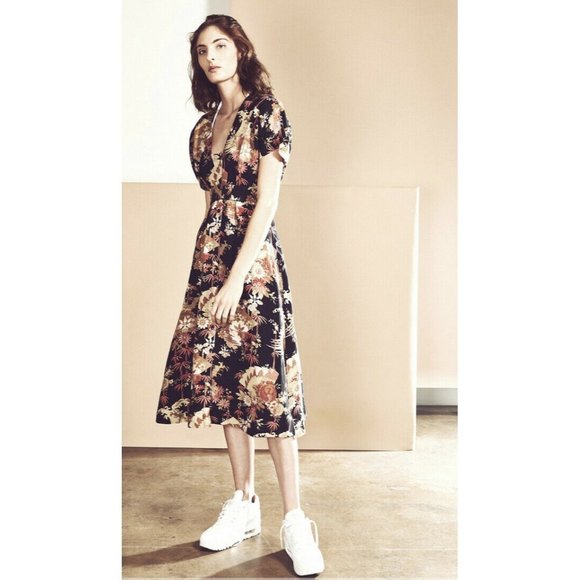 Current/Elliot The Retro Midi Dress Linen NEW - Picture 2 of 13